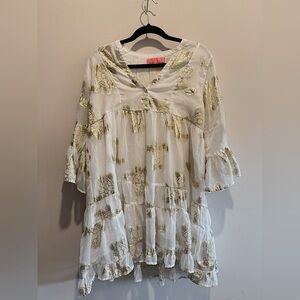 Simply Southern Dress Coverup Metallic Gold Sea Turtle